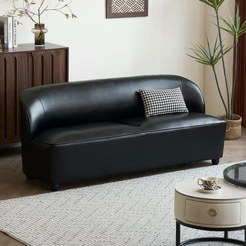 Black sofa living room small clothing store seating area