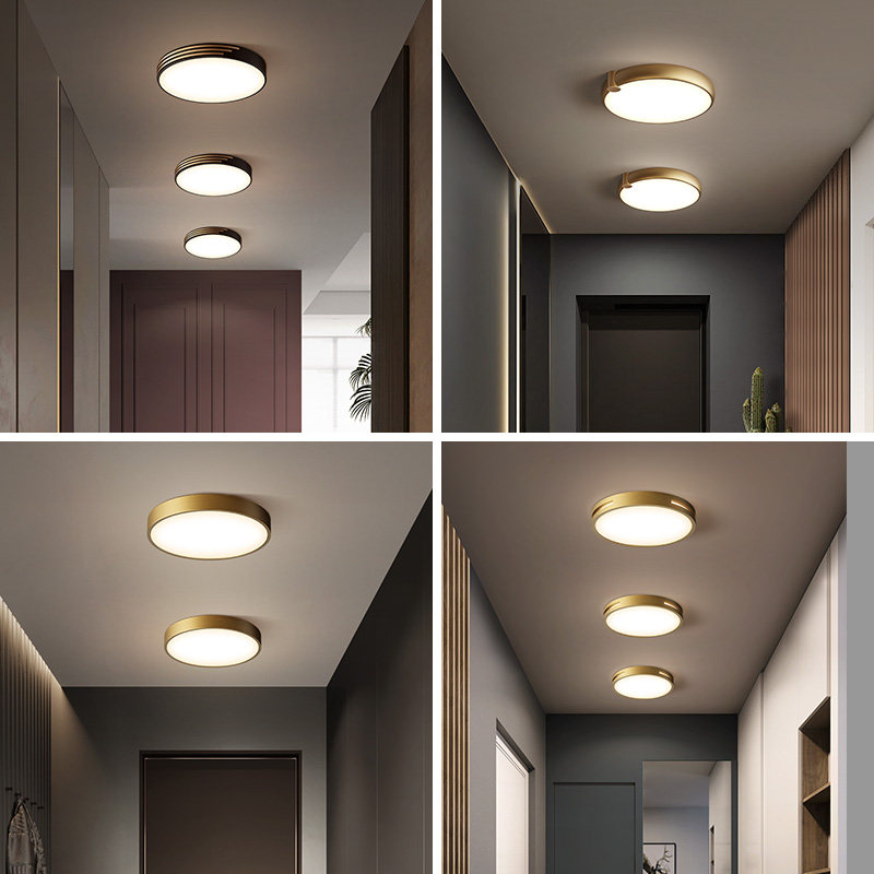 Total copper Nordic Balcony Light Brief Yognato Hallway Walkway Light Round Cloakroom Bathroom Lamps LED suction lights