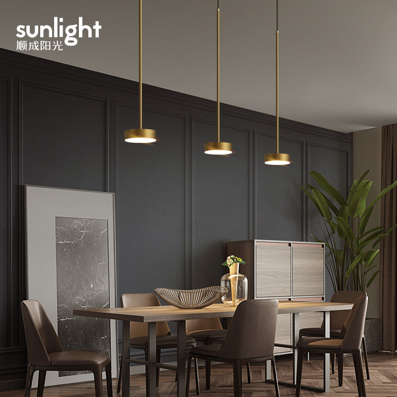 All-copper dining room chandelier Nordic modern simple table lamp Bar chandelier Personalized creative bedroom bedside lamp chandelier