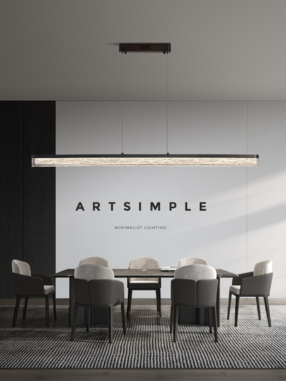 Lámpara de araña de restaurante minimalista italiana totalmente de cobre, moderna, sencilla, ligera, lujosa y de alta gama, mesa de comedor, isla, protección para los ojos, tira de luz larga