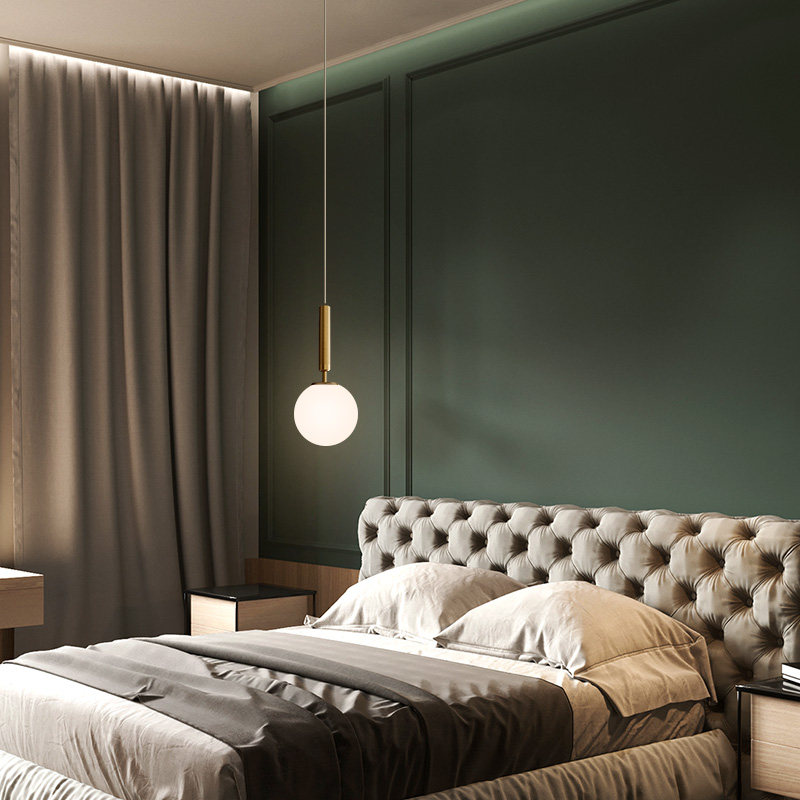 Nordic post-modern dining room chandelier modern simple bedroom bar chandelier personality creative all copper bedside small chandelier