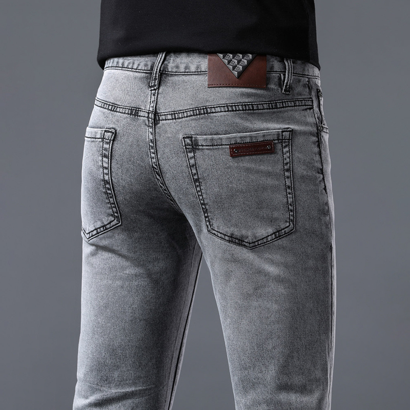 High-End Slim-Fit Men's Jeans 2026 Thin Stretch Straight-Leg American Retro Skinny Men's Casual Pants