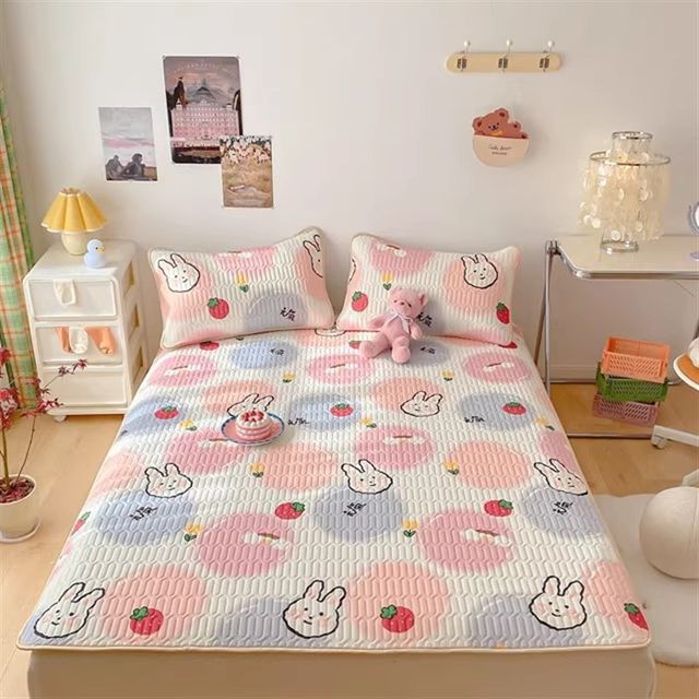 Thickened 0.5 summer hot latex bed sheets single piece cool mat summer dormitory children's single double bed three-piece set