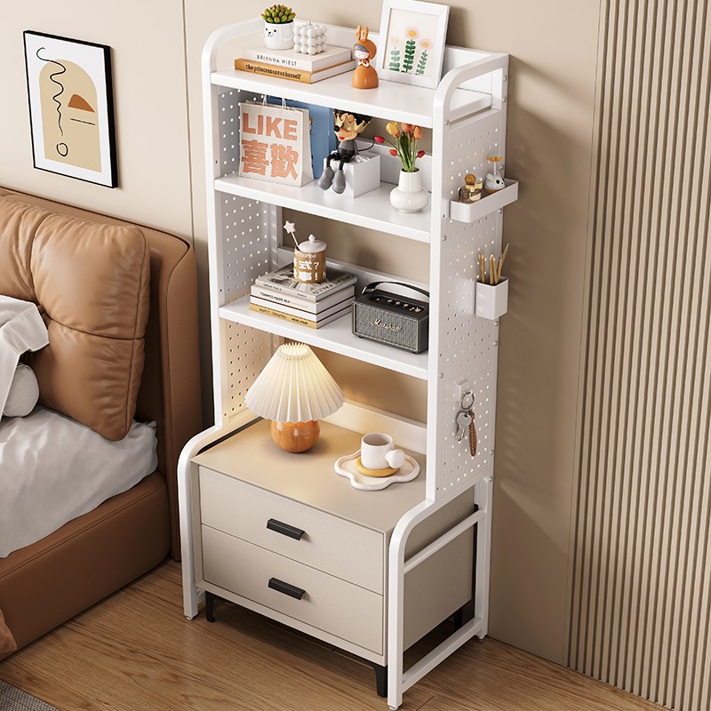 Iron art widened hole board bedroom bedside table above the heightened storage rack storage rack multi-layer bedside shelf bookshelf