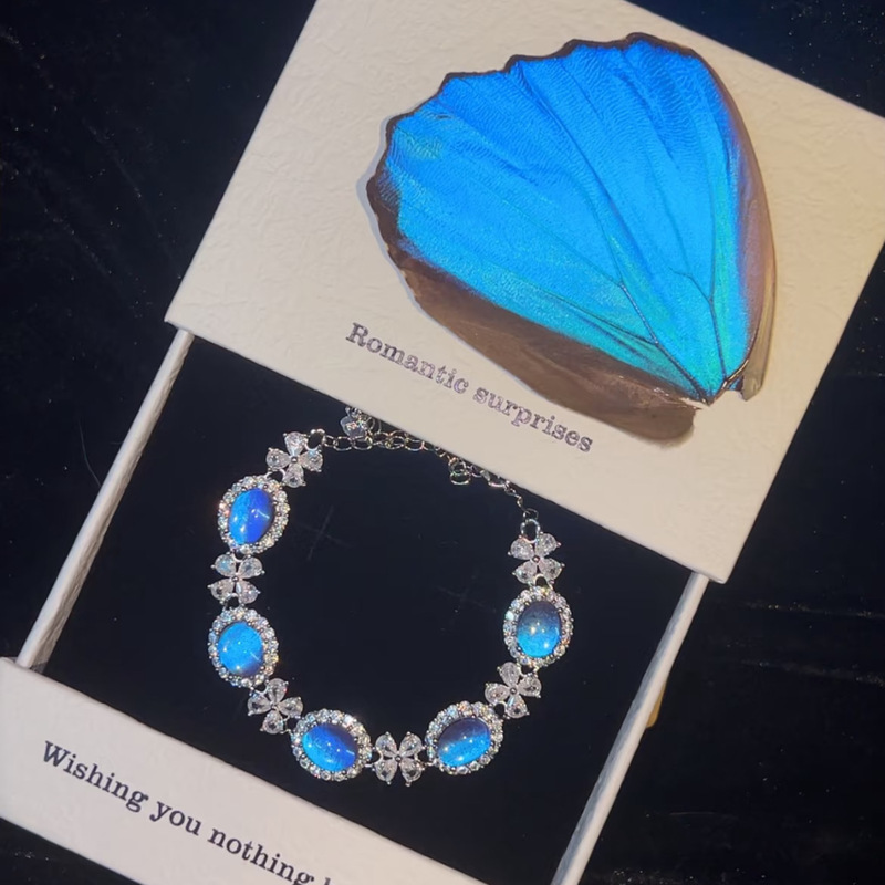 Large Blue Morpho Butterfly Bracelet, Niche Style Jewelry, Birthday Gift for Girlfriend or Best Friend, S925 Electroplated Friend Gift