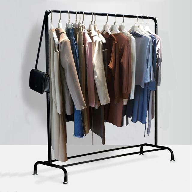 Clothes rack floor-standing folding storage rack indoor single-rod hanging clothes rack bedroom household simple clothes rack