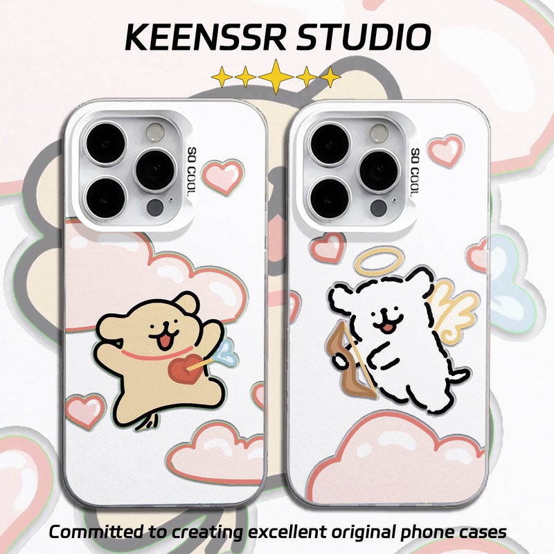 Archery Line Drawing Puppy Couple Phone Case for Apple 17 iPhone 16 Pro Max 14 Oppo Iqoo Oneplus 60 Mate Redmi 70 Vivo 13 Pura Honor 12 Case Xiaomi 80 Huawei 15