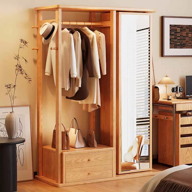 Home rotating mirror from natural wood, hanger, storage system, Germany