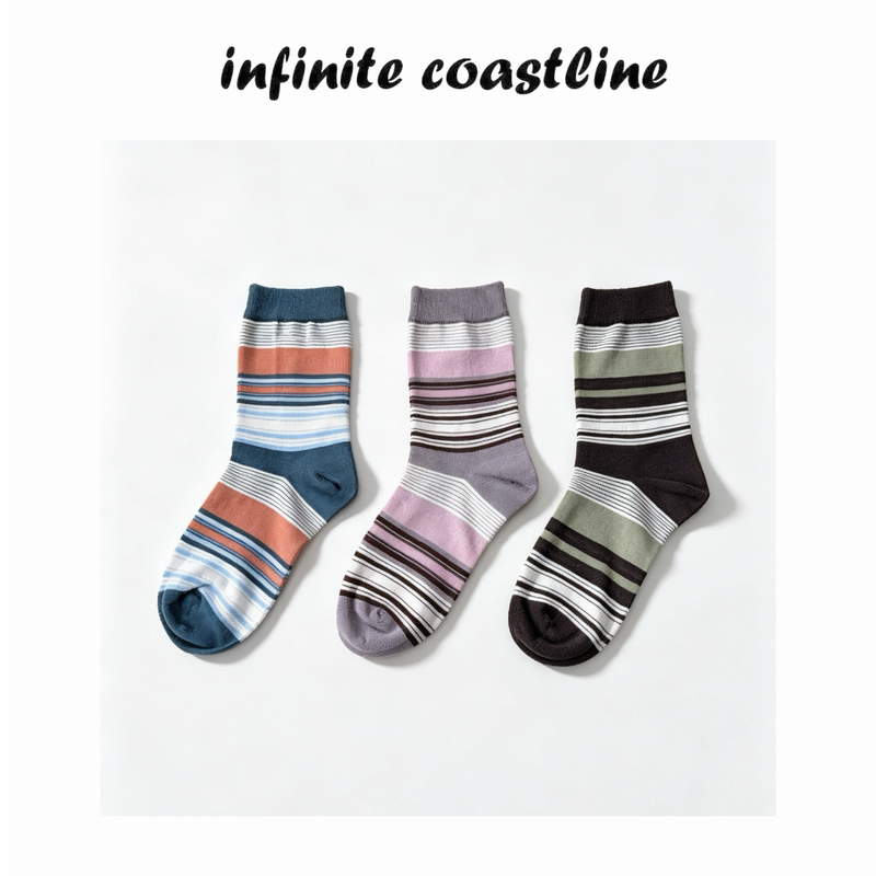 Infinite Coastline 8152 Colorful Striped Mid-Waist Socks 3-Pair Pack Infinite Coastline 8152 Colorful Striped Mid-Waist Socks 3-Pair Pack