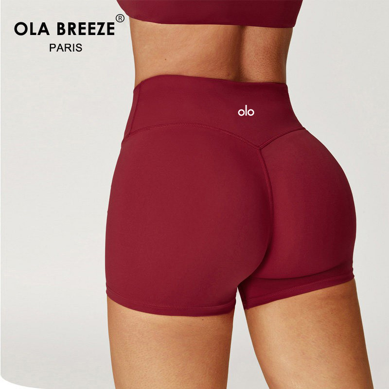 Ola Breeze Brushed Tight-Fitting Yoga Shorts for Women, High-Waisted Tummy Control Fitness Pants, Butt-Lifting Running Sports Shorts
