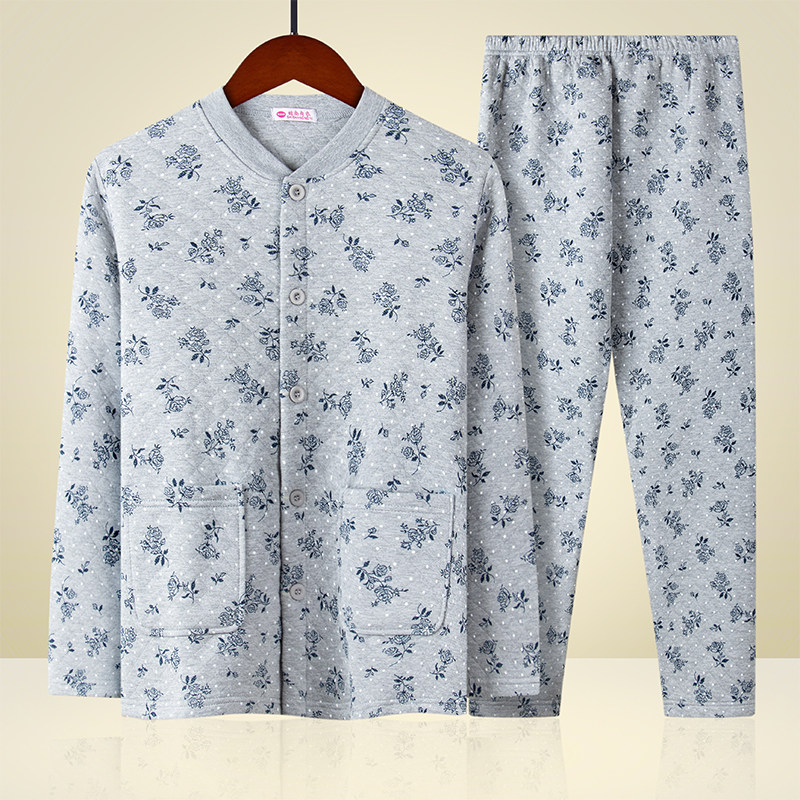 In winter, the elderly and the elderly three-layer padded heating pants for women pure cotton mom thickened cardigan autumn clothes sanitary pants