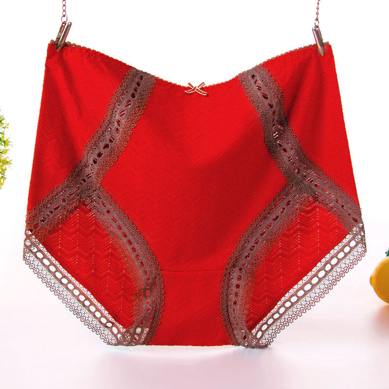 3 pairs of high waist large size panties female fat mm of the life of red triangle trousers to increase 200 kg of pure cotton trousers