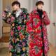 Northeastern Large Floral Cotton-Padded Jacket with Hood, Long Cotton Coat, Warm and Cold-Resistant Cotton Clothing, Large Size Chinese Style Hanfu Team Uniform