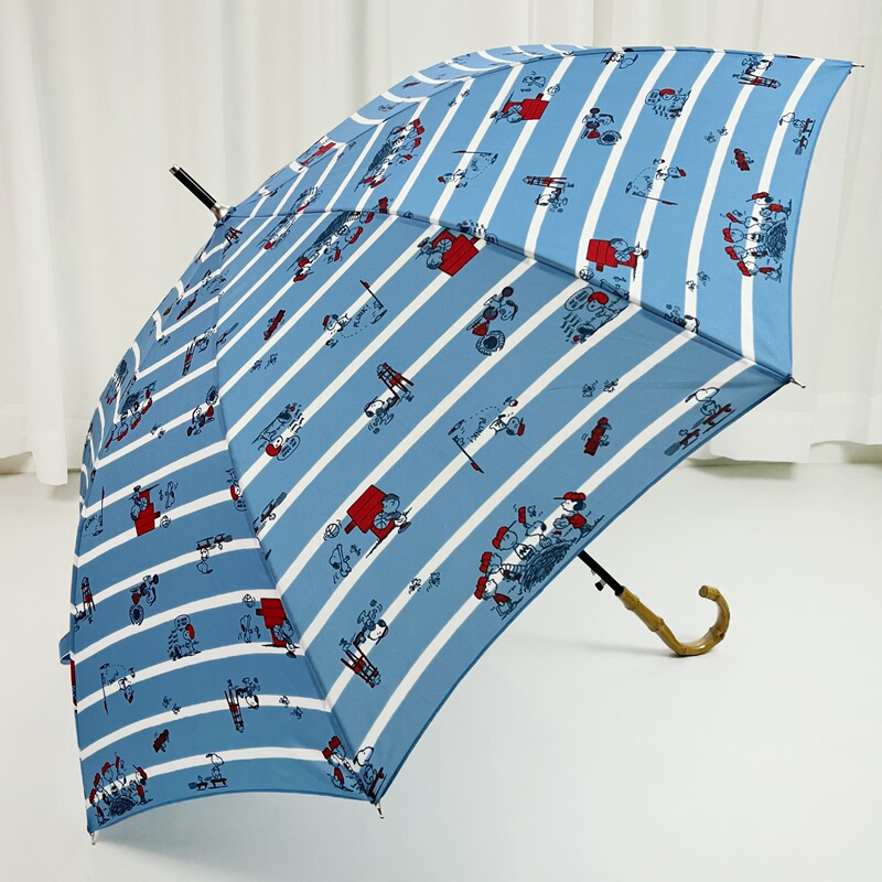 Japanese-Style Cute Blue Navy Striped Cartoon Snoopy Adult Student Quick-Drying Windproof Lightweight Long-Handled Umbrella