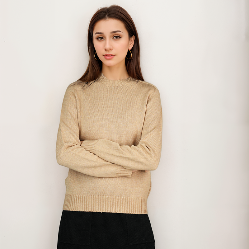 Autumn and winter women's knitted sweater round neck sweater new simple bottoming shirt top TN5219