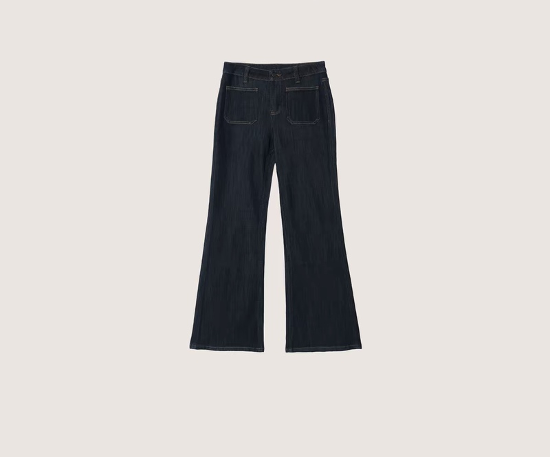 Silently ~ Italian Washed Denim 90S Retro Hong Kong Style Flared Jeans