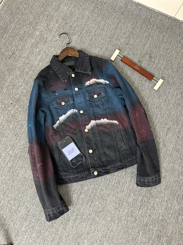 Traveling with Qi: Starry Wolf Distressed Rendered Rhinestone Denim Jacket