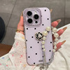 ins Gentle Wave Pattern Camellia with Hanging Chain Suitable for iPhone 15 Pro Apple 16 Phone Case 17Promax New Model 11 Internet Celebrity 12 Popular Model 13 Women's Model 14Plus Soft Promax Shockproof