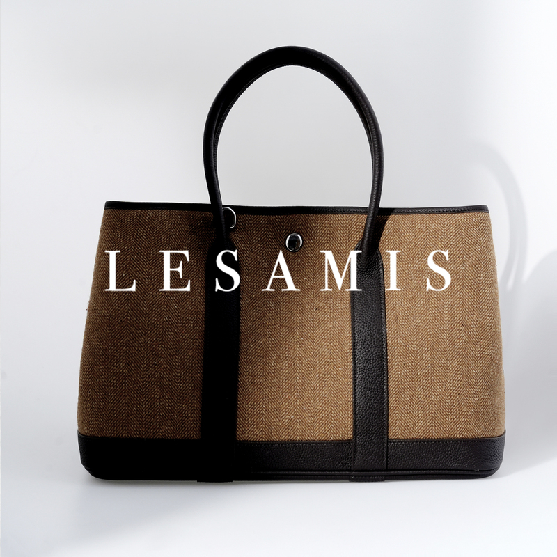 Ss247768【Qingyu Yaji】Garden 36 Woolen Top-Grain Leather Tote Bag, Large Capacity Commuter Handbag Ss247768【Qingyu Yaji】Garden 36 Woolen Top-Grain Leather Tote Bag, Large Capacity Commuter Handbag