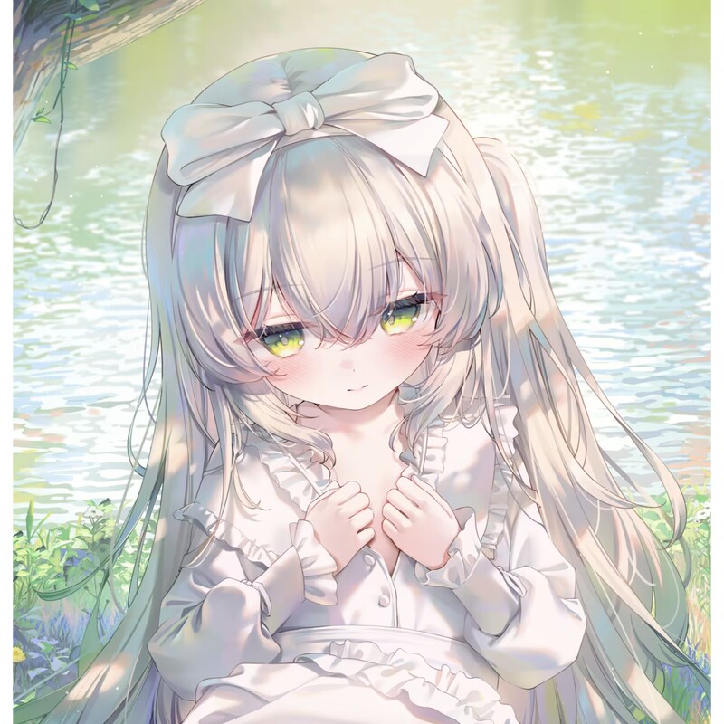 C108 White Windy Day Artist【Ghost Needle Grass】Loli-Themed New Illustration Stationery Card