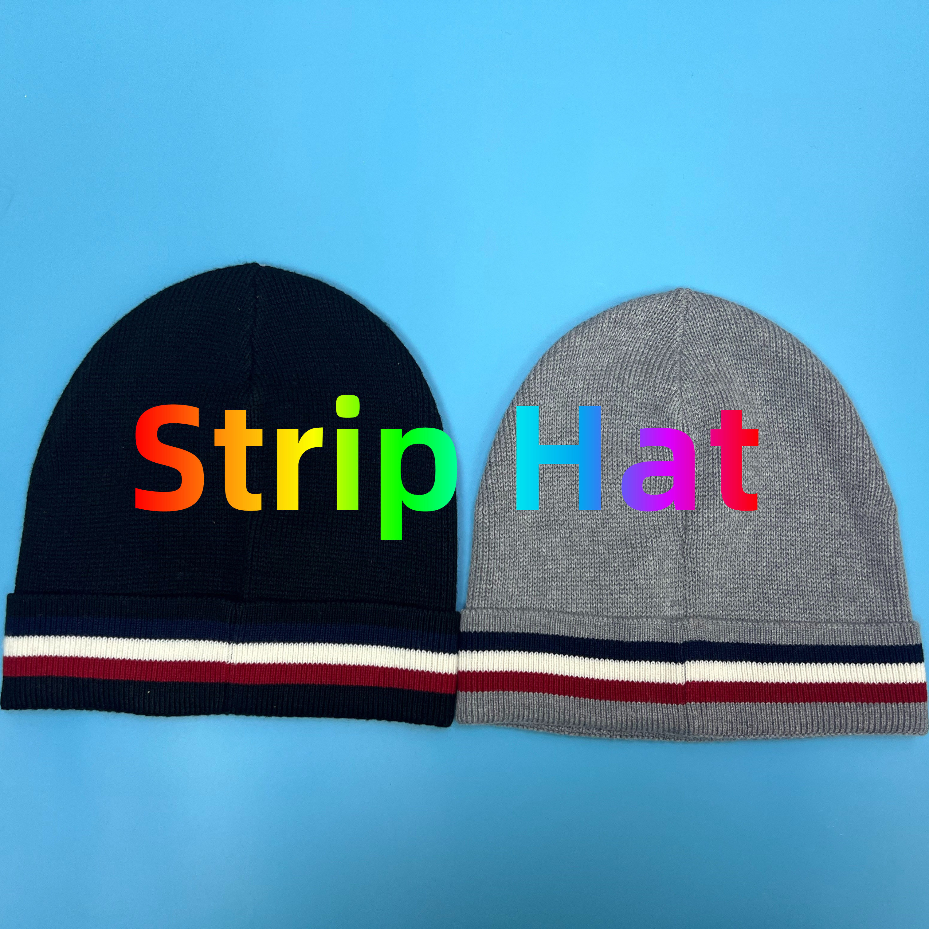 JHXDF #PRO062 Tricolor stripe wool beanie 条纹帽