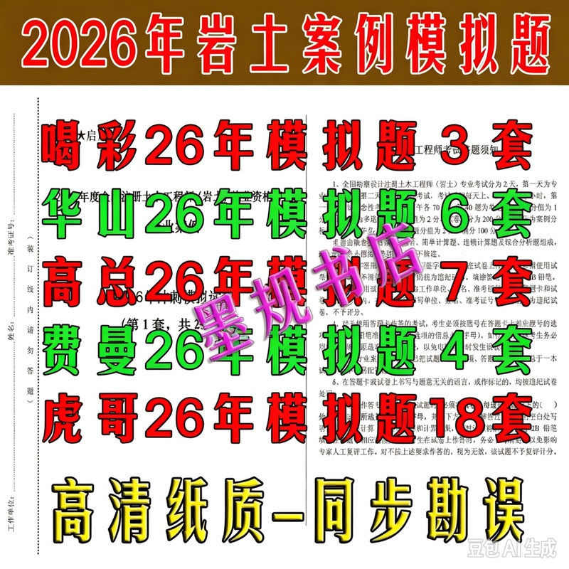 2026 Registered Geotechnical Engineer Professional Exam Case Simulation Questions, Huananhu Geotechnical Simulation Test Paper, Gao Jianyong's Rat Boiling Water Rock Injection Simulation Questions, Hecai Feynman's Small Rock Injection Simulation Questions, Geotechnical Prediction Questions, Prediction Questions