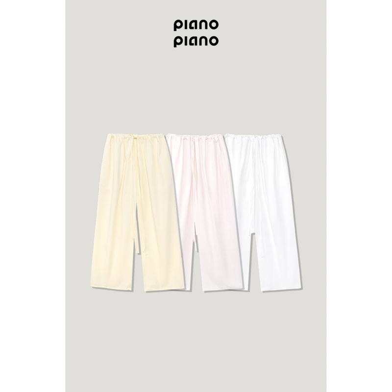 Piano Piano【Three-Color Drawstring Pants】Island Holiday Relaxed Fit Pleated Elastic Three-Color Pants