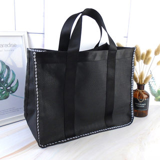 Woven and slip-through wash bag portable bath basket large capacity women's bath bag men's fitness storage bag folding bath basket