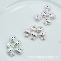 Oil dripping alloy matte silver blush rabbit alloy beads diy handmade car hanging bracelet mobile phone chain accessories wholesale