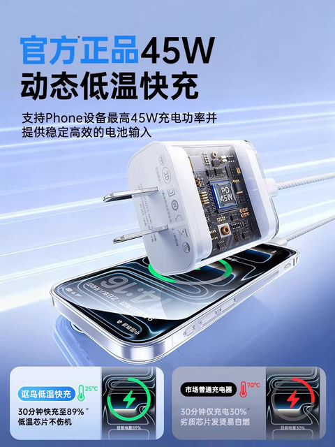 Sf Express Next-Day Delivery [Official Genuine 45W] Certified Fast Charging Compatible with Apple 13 Charging Cable iPhone 14 Data Cable Adapter Dual Type-C for Mobile Phones 12 Original 11 Compatible 15 Tablet 16 Braided 17