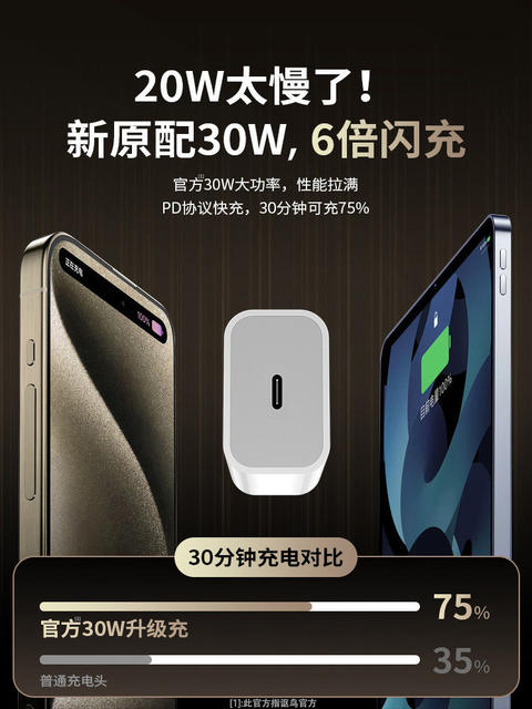 [Sf Express Next Day Delivery]Official 45W Fast Charger Compatible with Apple 17 Pro Max, Pd30 Genuine Charger, 16 Plug, 15 Phone Type-C Data Cable, iPad Flash Charge, 14 Set, 13 Original, 12