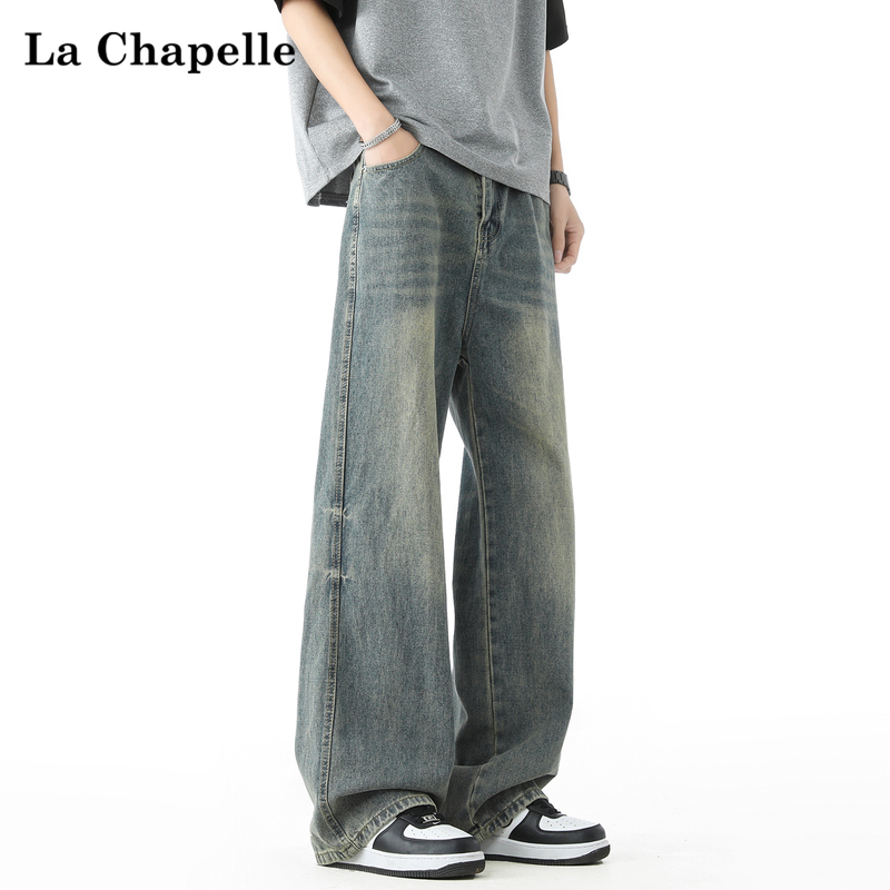 La Chapelle American Retro Straight-Leg Jeans for Men 2026 Summer New Cleanfit Casual Wide-Leg Trousers