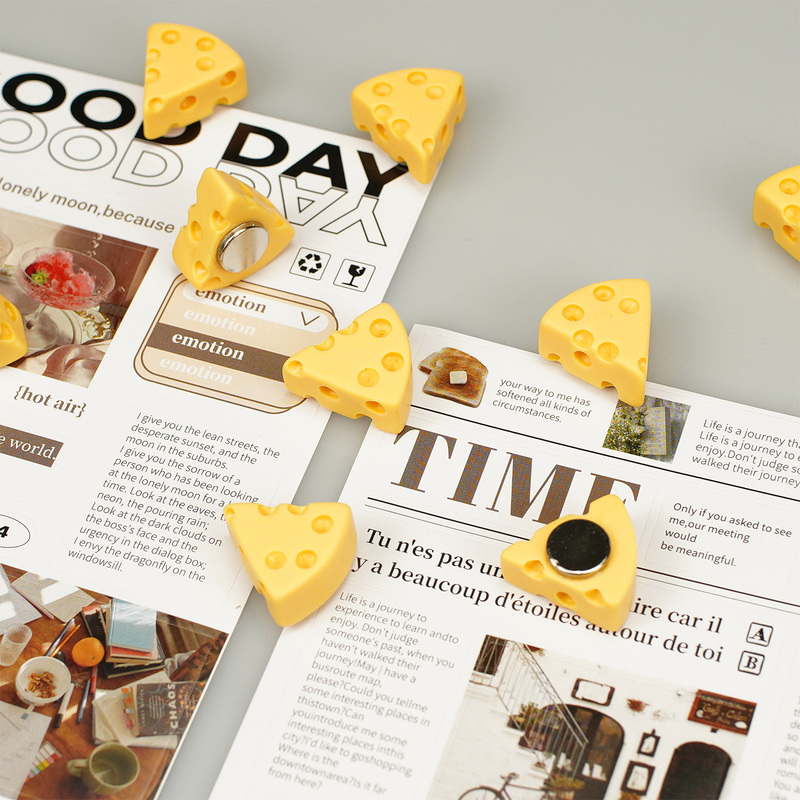 Cute Cheese-Shaped Magnetic Refrigerator Magnets, Creative Magnets, Black and White Board Display Magnets, DIY Personalized Decoration