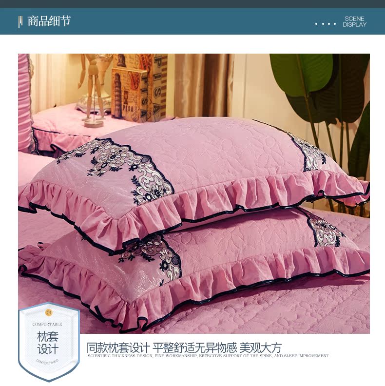 Phong cách châu Âu ren giường bông váy bedspread mảnh duy nhất của mùa thu mới dày và mùa đông cho giường ngủ một gia đình bốn ba trượt bảo vệ tay - Váy Petti ga giường có viền