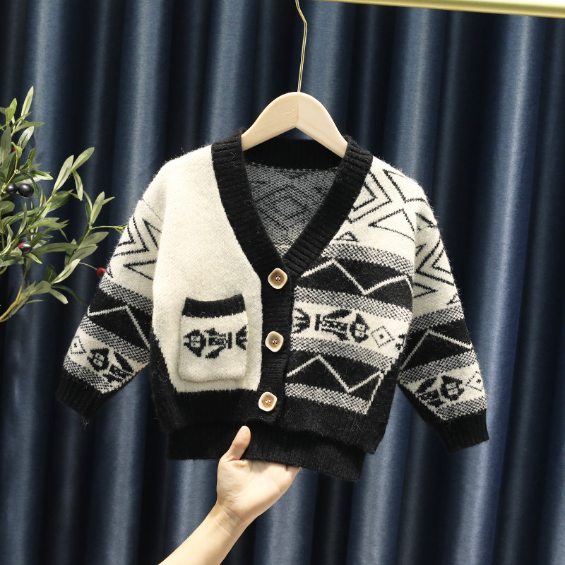 Children's clothing children baby cardigan 2021 spring new boy wear Korean version sweater sweater jacket foreign thin