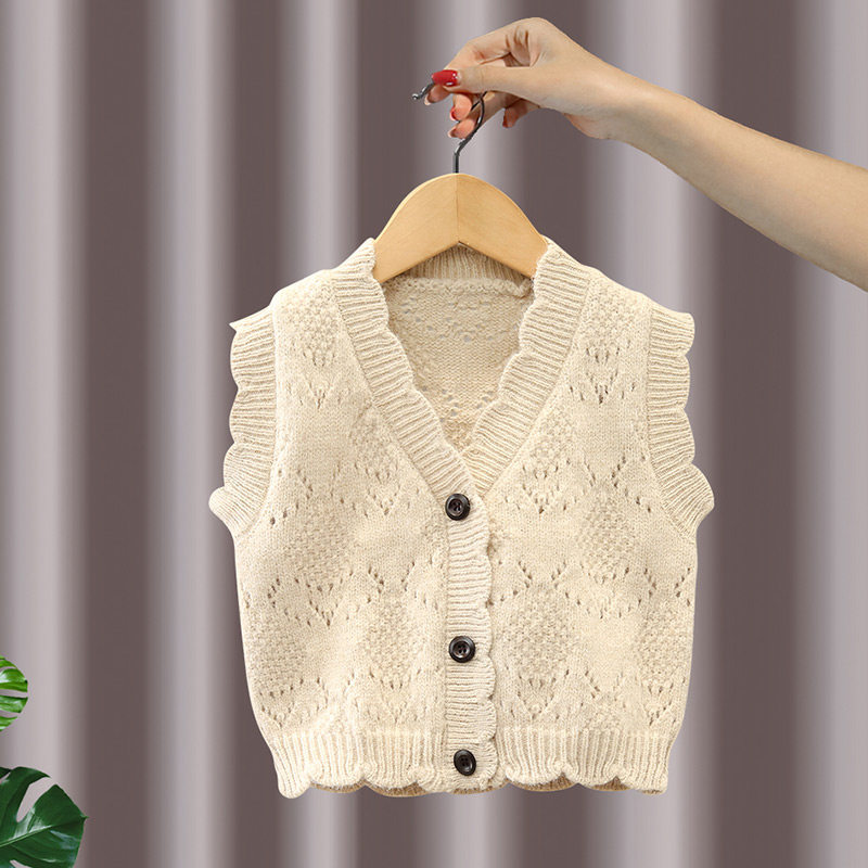 Girl Waistcoat Spring Dress New 2022 Foreign Pie Trendy Children Cardio-jersey Kid Spring Autumn Winter Sweater Knit Vest