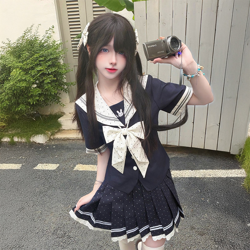 Love Bean Town JK (Angel Rabbit) Original Genuine Short Sleeve Waist Sailor Uniform Set Japanese School Supply Skirt