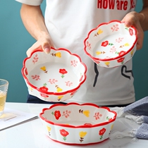 Home creative ceramic bowl fruit salad plate lace bowl cute girl heart tableware pet rice bowl dog feed