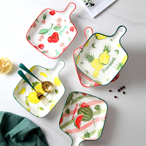  Household net celebrity ceramic single handle baking tray Strawberry Japanese-style creative cute fruit salad bowl Microwave oven special