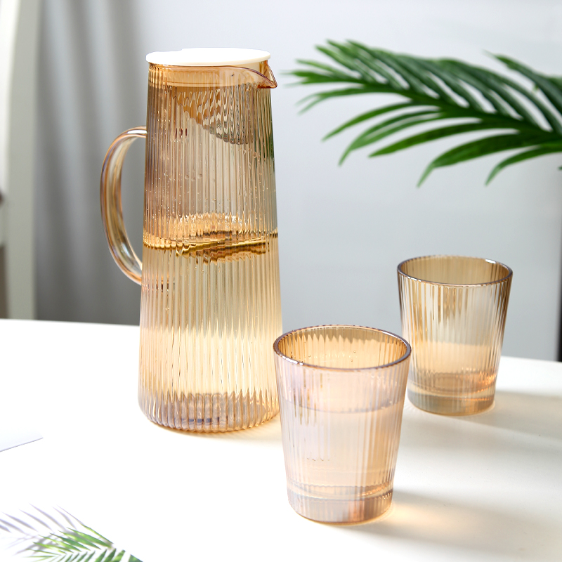 Home Vertical Stripe Glass Cold Kettle High Temperature Resistant Cold Kettle Teapot Sets Nordic Ins Large Capacity Cold Kettle