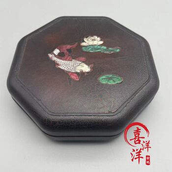 Antique antiques and toys in the countryside end-of-life inkstone inkstone zhaoqing calligraphy special natural rough stone end-stone with lacquer box ornaments