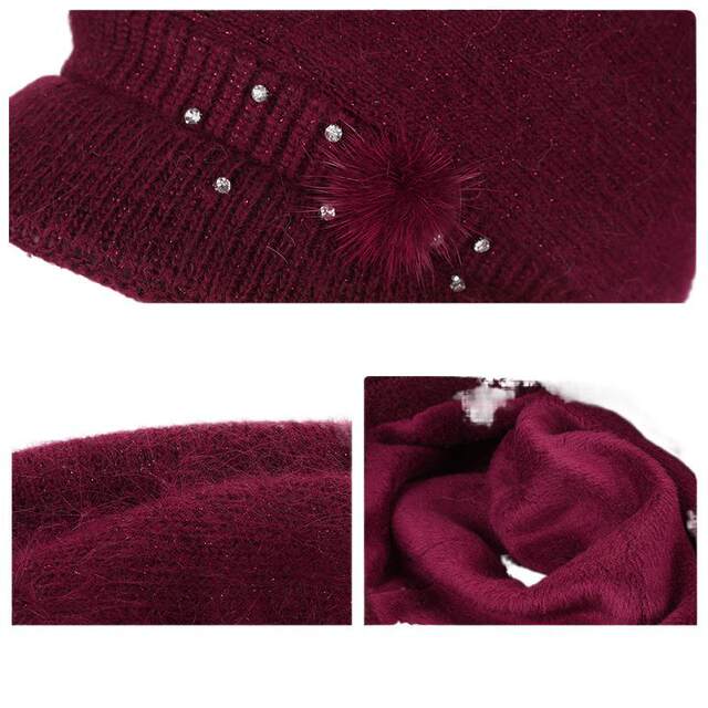 Women's Winter Hats for Mothers, Middle-Aged and Elderly Ladies, Autumn and Winter Warm and Stylish Knitted Hats