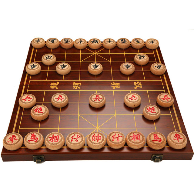 Chinese Chess Set for Children with Wooden Board, Large Size for Students and Adults, Beech Wood Chess Pieces