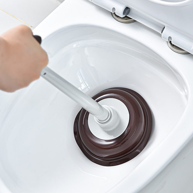 Toilet Unclogger, Suction Toilet Brush Three-Piece Set with Base, Can Drain Water, Powerful Suction for Toilet Pipe Blockages