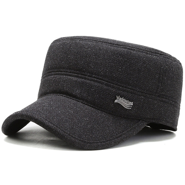 Middle-aged and elderly men's autumn and winter thickened warm woolen ear-protecting duck caps outdoor leisure flat-top hats