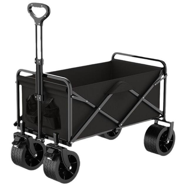 Camping Cart Outdoor Trolley Picnic Camping Hand-Pulled Cart with Rear Opening for Setting up a Stall Large Foldable Camping Cart