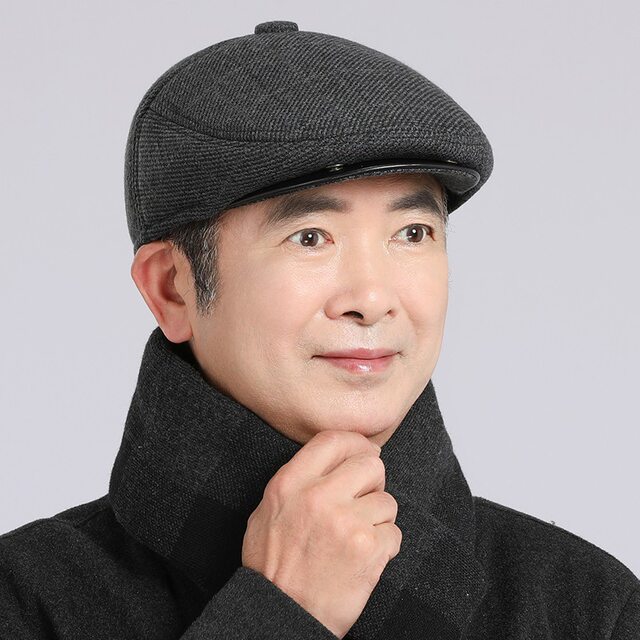 Hats for Middle-Aged and Elderly Men, Winter Dad's Baseball Cap, Grandpa's Fleece-Lined Ear-Protecting Warm Hat, Elderly Winter Cotton Hat
