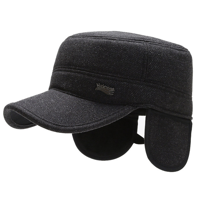 Middle-aged and elderly men's autumn and winter thickened warm woolen ear-protecting duck caps outdoor leisure flat-top hats