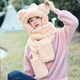 Little Bear Hat for Women, Autumn and Winter Scarf, Gloves, Integrated Hood, Winter Neck Warmer, Cute Plush, Winter Three-Piece Set