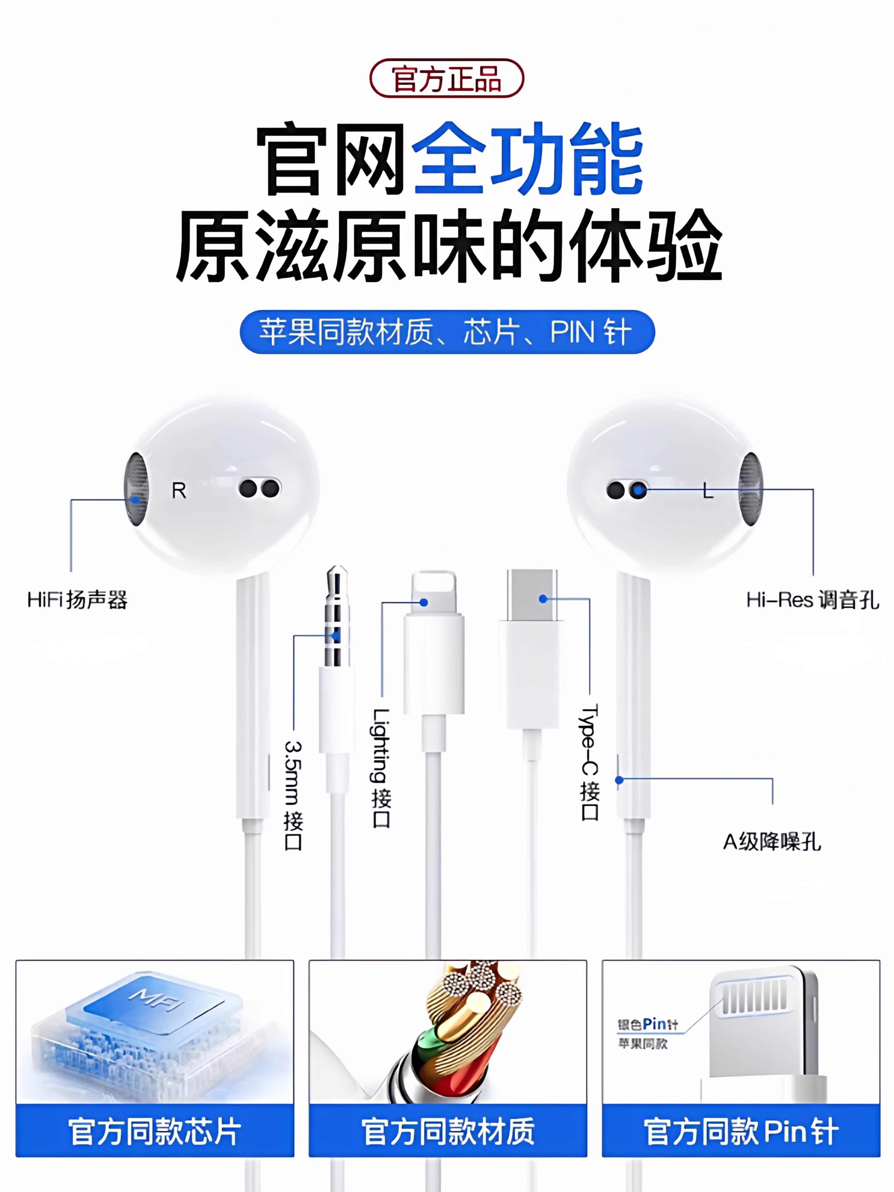 Wired Headphones Are Suitable for 17/16/15/14/13/12/11Promax Original Genuine Flat-Head Typec Tablets